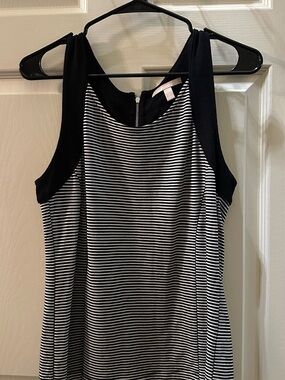 Banana Republic Black & White Striped Tank with Solid Black Panels